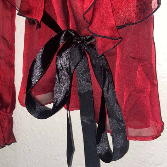 Sheer Ruffle Red Top - Picture 3 of 3